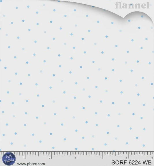 Sorbet Flannel Tossed Tonal Dots White/Blue