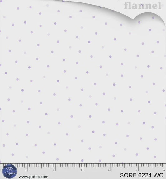 Sorbet Flannel Tossed Tonal Dots White/Purple