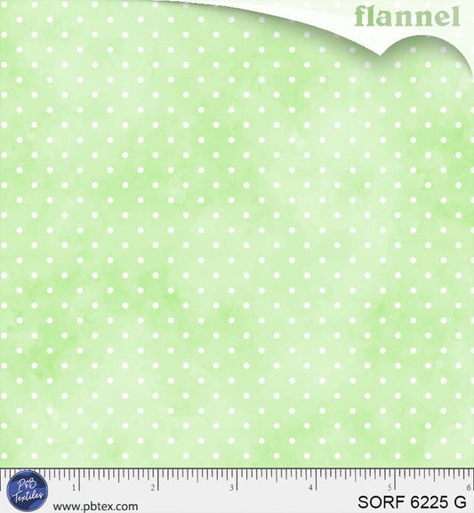 Sorbet Flannel Pin Dots Green/White