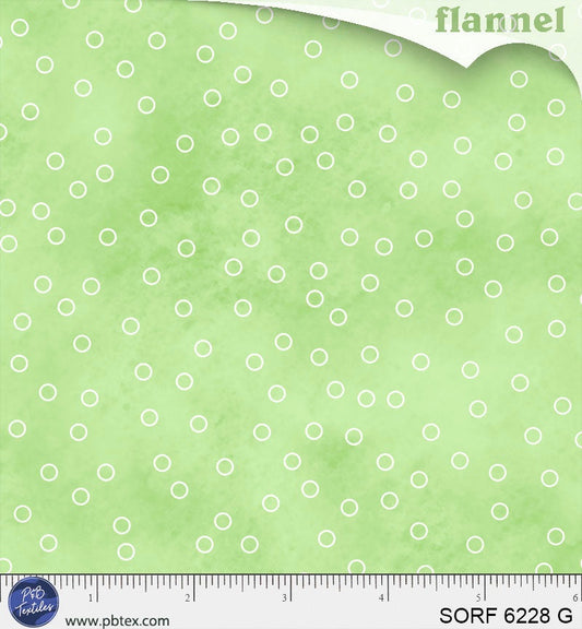 Sorbet Flannel Tossed Open Dot Green