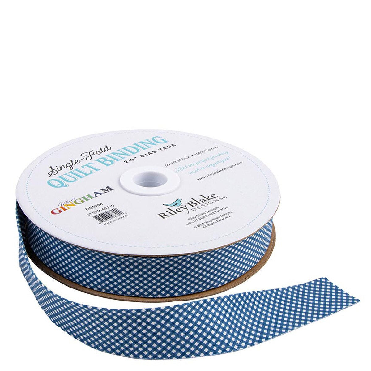 Single-Fold Quilt Binding Micro Gingham Denim