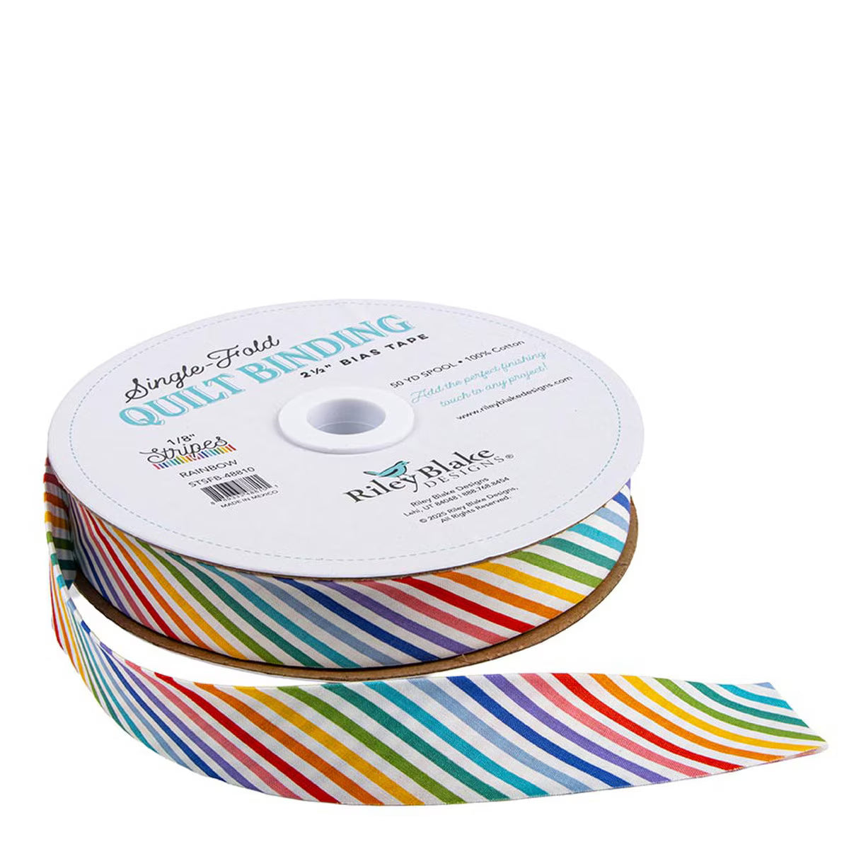 Single-Fold Quilt Binding 1/8” Stripe Rainbow