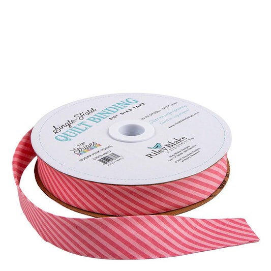 Single-Fold Quilt Binding 1/8“Tonal Stripe Sugar Pink