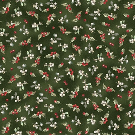 Winter Song Tossed Holly and Berries Green