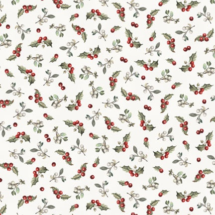 Winter Song Tossed Holly and Berries White