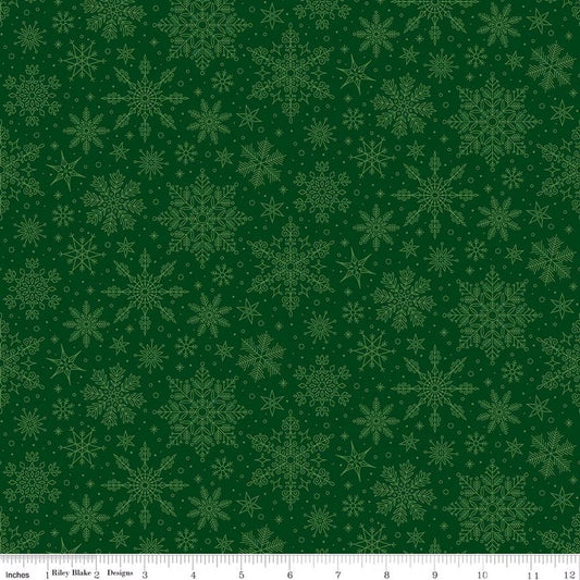 Poinsettias at Christmas - Snowflakes - Green - Jennifer Bosworth - C17635-GREEN