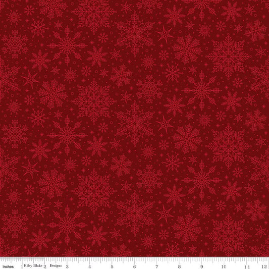 Poinsettias at Christmas - Snowflakes - Red - Jennifer Bosworth - C17635-RED