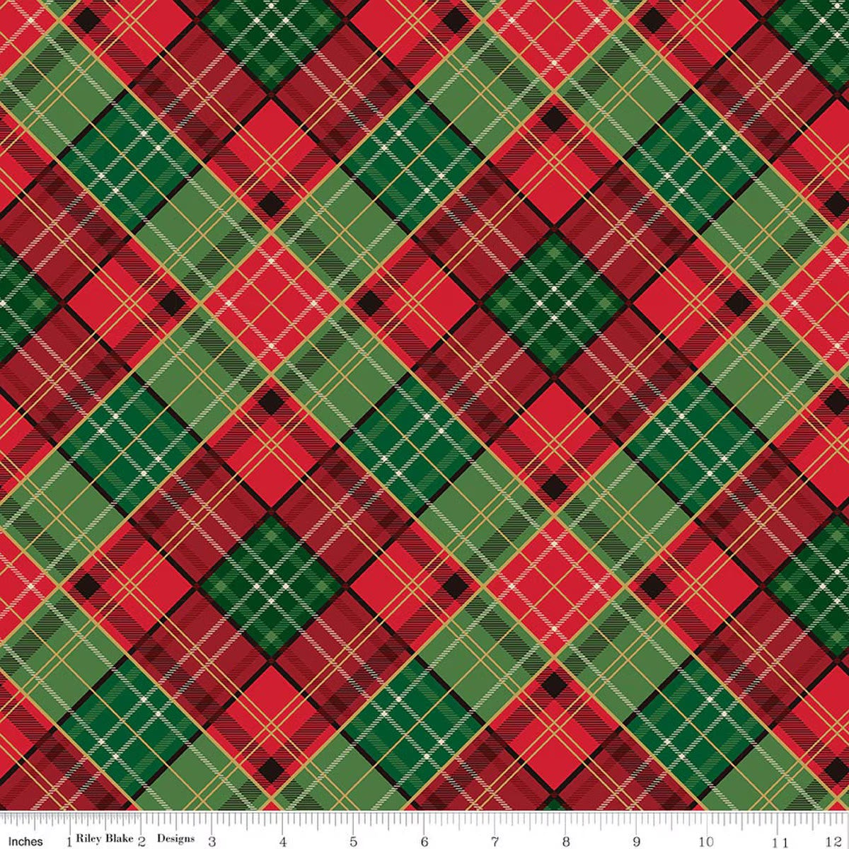 Poinsettias at Christmas - Plaid - Mulit Foil- Jennifer Bosworth - C17633-MULTI