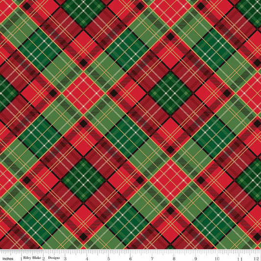 Poinsettias at Christmas - Plaid - Mulit Foil- Jennifer Bosworth - C17633-MULTI