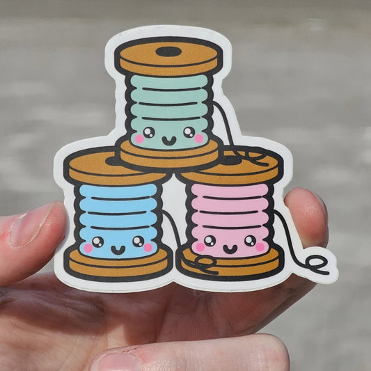 Cute Thread Spool Trio Sticker