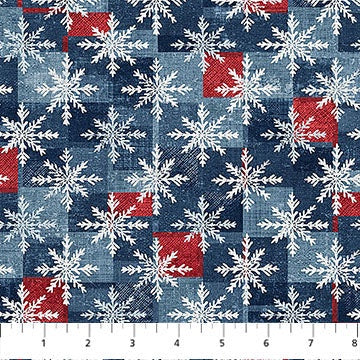 Village Folk - Flannel - Snowflake Gride - Light Blue Multi - Northcott Studio - F28826-42