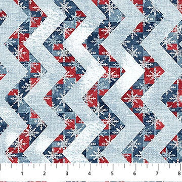 Village Folk - Flannel - Chevron - Blue Multi - Northcott Studio - F28827-44