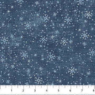 Village Folk - Flannel - Snowflake - Blue- Northcott Studio - F28828-44