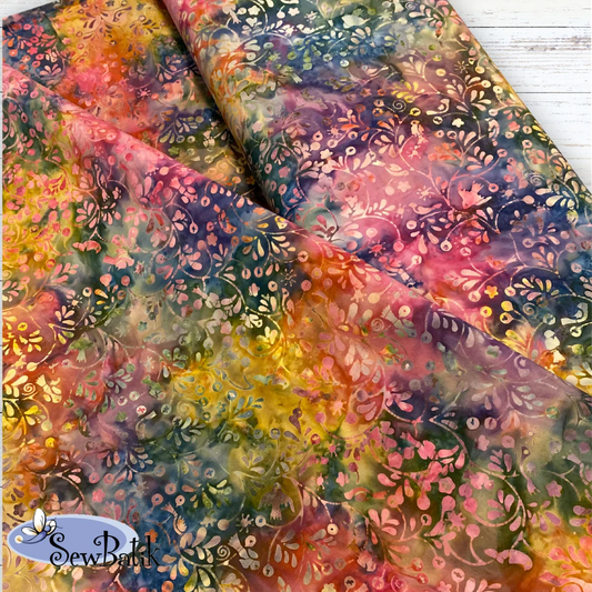 10802-2175 Wide Batik Flock Together Honeysuckle
