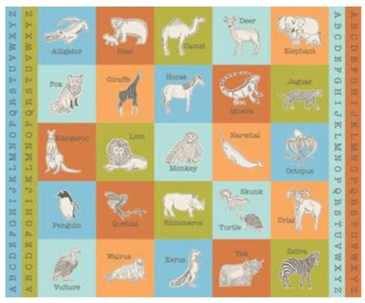 Animal Park Blocks Panel Stacy Iest Hsu for Moda Fabrics