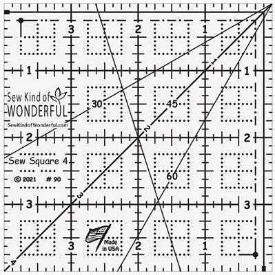 Ruler - Sew Square - 4 inch - Sew Kind of Wonderful - SKW90
